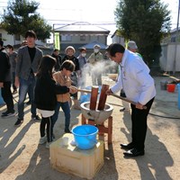 日進市子ども会/ドローン実証実験/餅つき