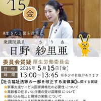 日野さりあ衆議院議員 厚生労働委員会質疑