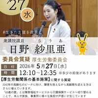 日野さりあ衆議院議員が厚生労働委員会質疑